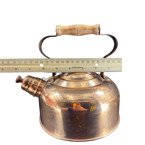 ODI Solid Copper Tea Kettle Tea Pot Made In Portugal Stamped Wooden Handle Knob - Picture 5 of 16